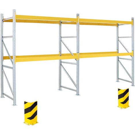 BRB Palettenregal für 18 Europaletten, 2 Felder, BxTxH 5710x1100x3 mm, Tragkraft 2600 kg/Regalebene, Feldlast 5200 kg - inkl. Anfahrschutz (1/3)