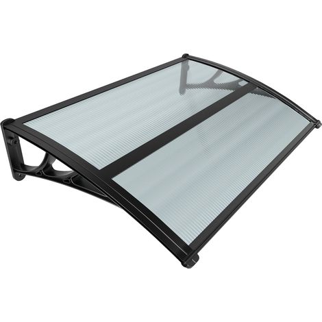 VOUNOT® Vordach für Haustür, 120 x 80 cm Transparentes Pultbogenvordach Anthrazit