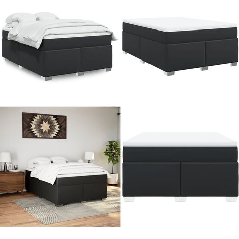 Boxspringbett mit Matratze Schwarz 140x200 cm Kunstleder - Boxspringbett - Doppelbett - Bettenrahmen - Kunstlederbett - Schwarzes Bett - Home & Living (1/5)
