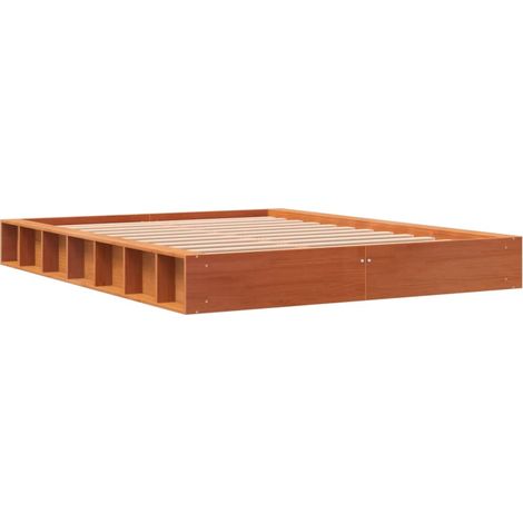 Massivholzbett ohne Matratze Wachsbraun 120x190 cm Kiefernholz vidaXL