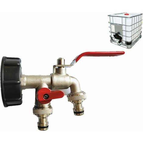 Adaptateur de cuve Dual. S60 X 6 au Laiton Robinet de Jardin. diamètre de Sortie 1/2". diamètre d'entrée 60mm. Sortie raccord Rapide pour d'adaptateur de cuve (1/3)