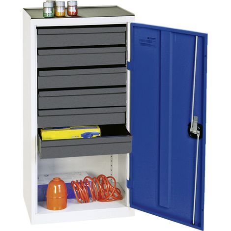 Stumpf Werkzeug- und Materialschrank Serie 3000 lichtgrau / enzianblau + 6 Schubladen 100 mm - 3001674