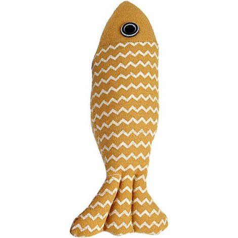 Jouet à l'herbe à chat pour chat d'intérieur, mignon poisson, jouet moelleux pour chat, coussin apaisant en peluche douce, jouet à l'herbe à chat - Jaune (1/5)