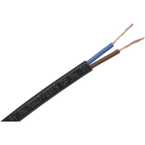 Rs Pro – Câble d'alimentation 2 conducteurs 0,5 mm² – Gaine PVC noir – Longueur 100 m – Courant 3 A – Tension 300 V