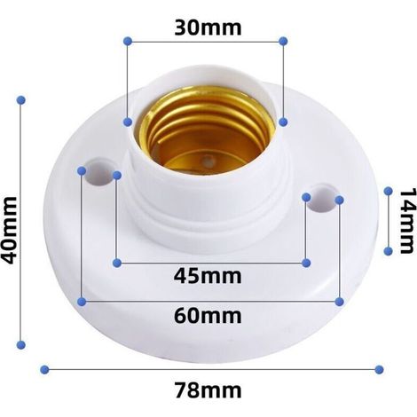 Support de douille E27 en plastique blanc – Lot de 10 pièces, base ronde pour ampoules visées, compatible lampe et lustre