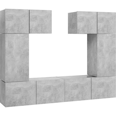 Conjunto de muebles de 6 piezas que incluye armario aparador mueble de TV televisión para salón dormitorio salón madera de ingeniería gris 020024317