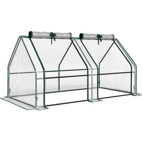 Garten-Gewächshaus aus transparenter Folie mit Reißverschlusstüren, Stahlgestell 180x90x90 cm (1/4)