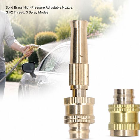 Pistola ad acqua Toivize - Lega di ottone - Alta pressione - Ugello regolabile da 15 mm - Attacco G1/2 per irrigazione del giardino e lavaggio auto (1/4)