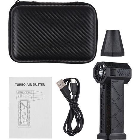 Ventilateur Portable Turbo 130000 Trs/min sans Fil pour Nettoyage Voiture Ordinateur Maison Vitesse Réglable avec Bec Aimanté et Sac de Rangement Batterie Rechargeable Intégrée --Crezuo