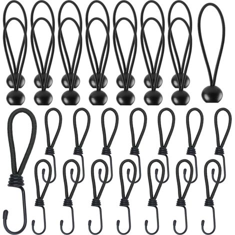 Tendeurs Elastique avec Crochets,Tendeur Elastique,Crochet Tendeur,Tendeur Bache,15 Pièces Cordons Élastiques avec Crochets,15 Pièces Tendeurs de Bâche avec Boule pour Fixation Bache (1/5)