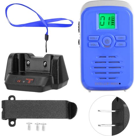 Mini talkie-walkie ABS FM Q3, récepteur radio bidirectionnel étanche ultra-fin, 110-240V 400-470MHz, fiche américaine bleue (1/5)