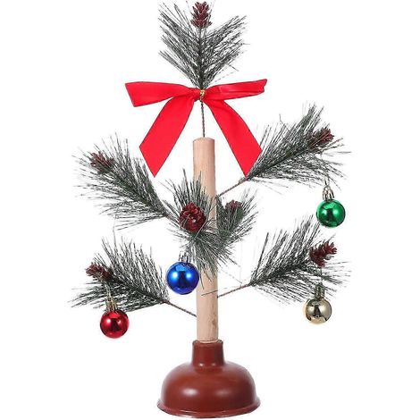 Sapin de Noël à ventouse amusant, décoration de Noël en plastique, bois et métal, accessoire photo et sujet de conversation pour une fête de bureau (1/5)