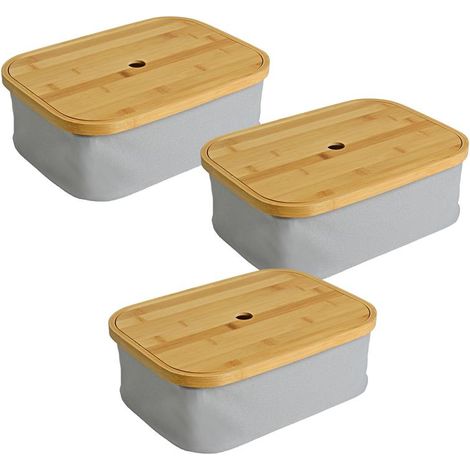 Faltbarer Bambuskorb Aufbewahrungsbox 35x25x12 cm 3er Set Aufbewahrungskorb Grau (1/5)