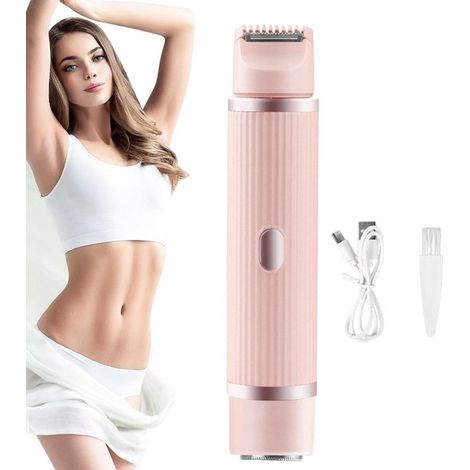 Afeitadora eléctrica - Dispositivo de depilación para mujeres - Piel suave - Doble cabezal para uso en seco y húmedo - Compacta y portátil - Violeta, marrón y rosa (1/5)