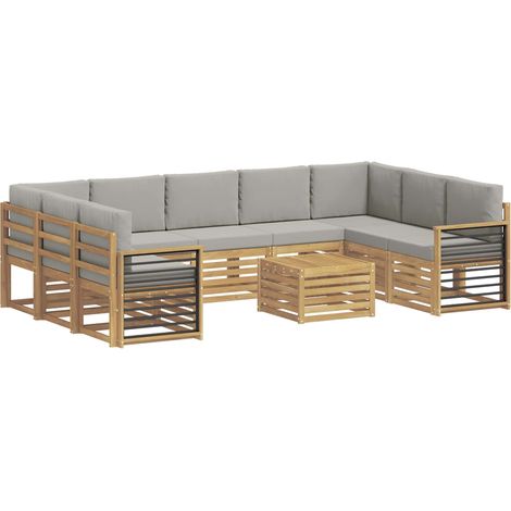Set di divani da esterno 10 pz Bianco e Grigio Chiaro vidaXL (1/5)