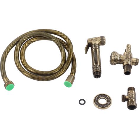 Douchette WC Vintage Laiton avec Valve Angulaire et Filetage Mâle/Femelle G1/2 (1/5)