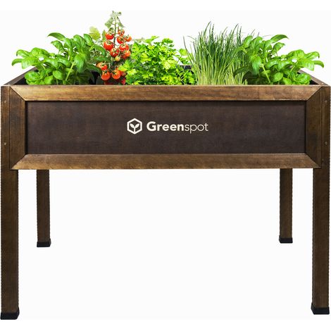 Hochbeet für Balkon, Terrasse und Garten 110x55x80cm - Herbarium aus Holz auf Beinen - Pflanzkübel auf Beinen für Blumen, Kräuter, Gemüse - Hochbeet, Greenspot Vintage dunkles Palisanderholz (1/5)