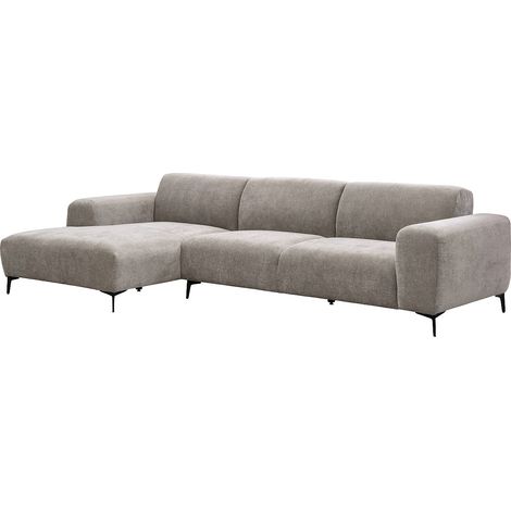 Canapé d'angle gauche en tissu texturé taupe SAPIGO (1/4)