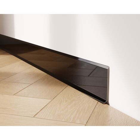 Battiscopa decorativo in acciaio inossidabile per parete e muro - 8 cm x 270 cm - Nero Lucidato