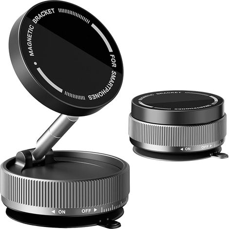 Supporto magnetico per telefono con ventosa, supporto magnetico per telefono con assorbimento del vuoto rotante a 360° per parabrezza, cruscotto, supporto magnetico per telefono cellulare (nero) (1/5)