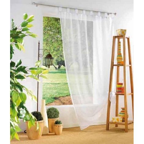 Douceur D'Intérieur - 1364005, Tendaggio Con Passanti , 135 X 240 Cm , Voile Uni , Velo Unito , Bianco