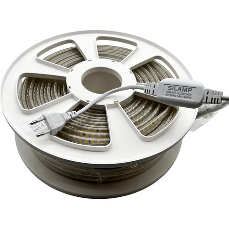 Bobina 50m Striscia Led Slim 220v 8W/M 120led al metro Ip65 S47Luce Fredda 6400k (1/5)