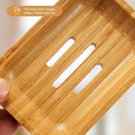 Porte-savons - Bambou Naturel - Pour Salle De Bain Et Cuisine - 2 Pièces (1/5)
