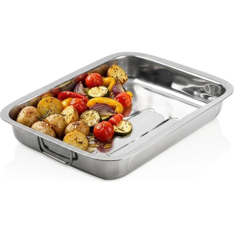 Stainless Steel Roasting Pan with Foldable Handles, 35.5x27 cm (1/5)
