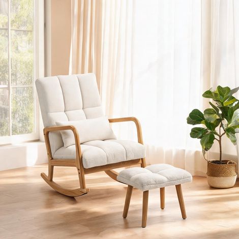 Fauteuil blanc en tissu bouclette 100 polyester 82 x 64,5 x 89 cm (1/5)