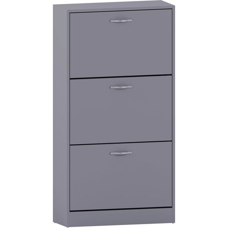 3 Drawer Shoe Cabinet Hallway Storage Cupboard Stand, Grey (1/5)