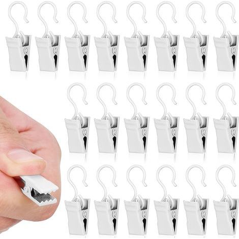 Pinces �� Rideaux, 50 Pi��ces Pince Rideau en M��tal avec Clips �� Rideaux avec Crochet Pinces Robuste Pince pour Rideaux pour Accrocher Rideaux, Rideaux de Peintures, Photos, D��corations