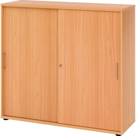 bümö® Schiebetürenschrank "3 OH" abschließbar in Buche mit Bügelgriffen (1/5)
