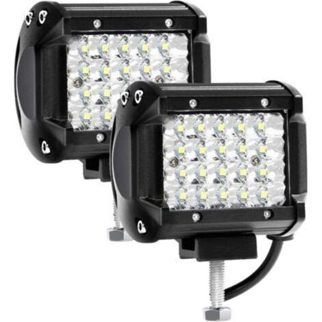 Phare LED de travail 12 V, 144 W, 4 pouces, étanche IP67, angle large, 10 500 lm – Lot de 2 projecteurs LED universels pour voiture, camion, tracteur, SUV et bateau (1/5)