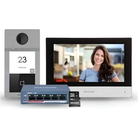 HIKVISION kit videocitofono ip con monitor touch e posto esterno hd - DS-KIS604-S(C)