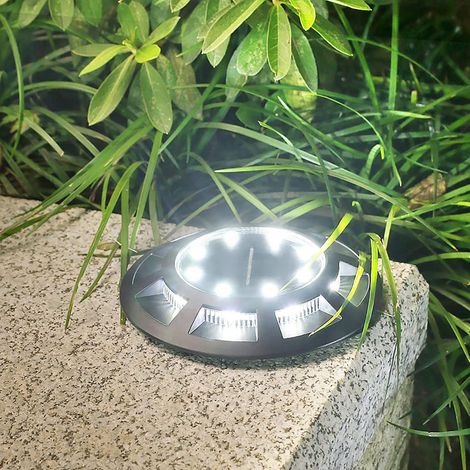 Luminaire Solaire Encastrable - 16 LED Blanc Froid 1,2 V - Étanche IP65 - Pour Allée Jardin Terrasse Pelouse - 1 Pièce (1/5)