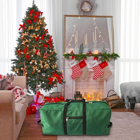 KIN54-3 Aufbewahrungstasche für Weihnachtsbäume, geeignet für zusammenklappbare Bäume bis 2,13 m Höhe, mit Tragegriff, aus robustem 600D Oxford-Gewebe. Verpackungsmaße: 38 x 24 x 9 cm. (1/4)