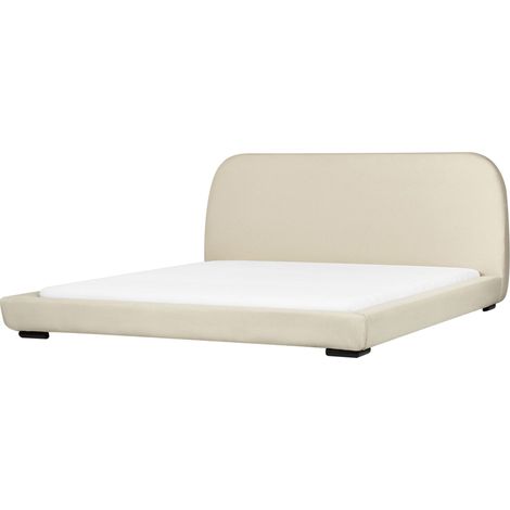 Tessuto classico imbottito con testiera 180 x 200 cm a doghe Beige Chiaro Roisel
