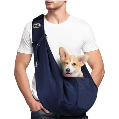 Sac de Transport pour Chien Chat, Réglable Sac à Bandoulière Mains Libres Petit Chien, pour Chiens/Chats de Taille Moyenne Jusqu'à 7,5 kg, pour l'extérieur, Les Voyages, Le Métro (Bleu) (1/4)
