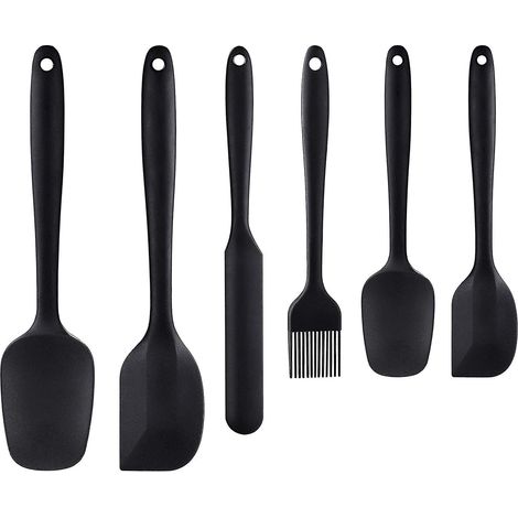 noir-spatule Silicone De Cuisine Lot De 6, Rsistantes La Chaleur Qualit Alimentaire Ustensiles En Silicone Antiadhsif Pour La Cuisson, La Ptisser (1/5)