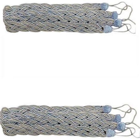 Lot de 2 paires d'embrasses pour rideaux en corde bleu. (1/3)