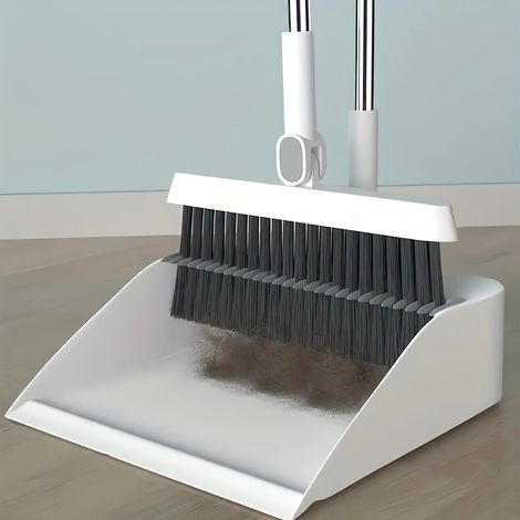 Balai À Balayer - Balai À Plancher Avec Manche Réglable Et Pelle À Poussière Auto-Nettoyante - Rotation 180° - Pour Intérieur Extérieur Garage Bureau Cuisine - 1 Pièce (1/5)