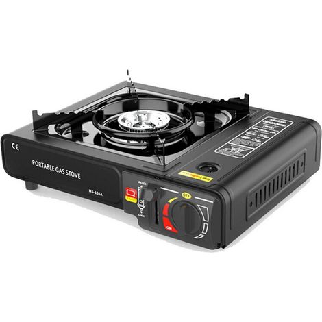 Cuisinière à cassette, cuisinière à gaz portative domestique extérieure, cuisinière à gaz, cuisinière Cass, cuisinière magnétique, cuisinière barbecue, cuisinière de camping 2,9 kW, Noir (1/5)