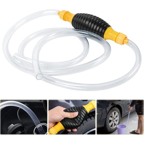 Pompe Manuelle, 18MM Pompe à carburant à main Universelle avec 2M, Poire amorçage Auto Bateau, Pompe Essence de Transfert de Portable Manuel pour voit