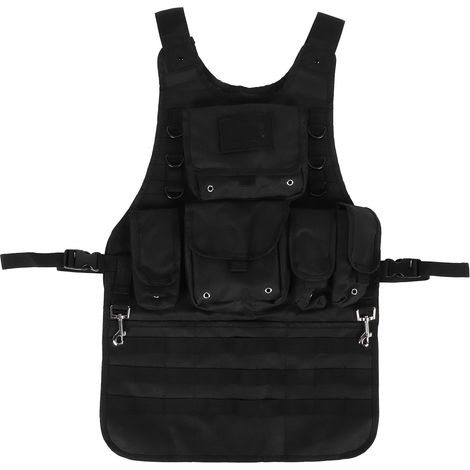 Tablier de travail imperméable en tissu Oxford 600D robuste avec multiples poches pour outils, idéal pour barbecue et bricolage, noir (1/5)