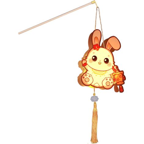 DIY-Hasenlaternen zum Mittherbstfest, PVC, 2 Stück, 16 x 19,6 cm, leuchtende Partydekoration (1/5)