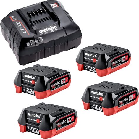 Metabo Basis Set 4x LiHD Akkupack 12 V  4,0 Ah Akku ( 4x 625349000 ) + ASC 55 Ladegerät ( 627044000 )
