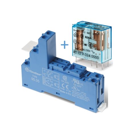 Finder - LOT - Relais Industriel 2RT - 24VDC + Embase Relais - Ru00e9f : 405290240000+9505SPA (1/5)