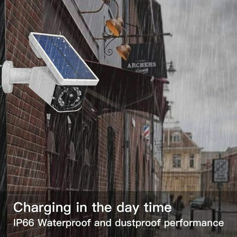 Caméra de surveillance solaire à énergie solaire IP66 étanche pour extérieur avec détecteur de mouvement, lampe solaire LED pour jardin garage
