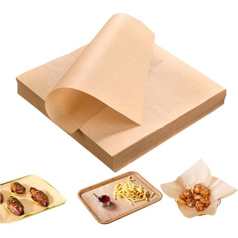 100 feuilles de papier cuisson antiadhésif - Papier sulfurisé alimentaire pour cuisine, air fryer, grill & friture - Papier cuisson air fryer universel pour emballage et cuisson (22 33CM) (1/5)