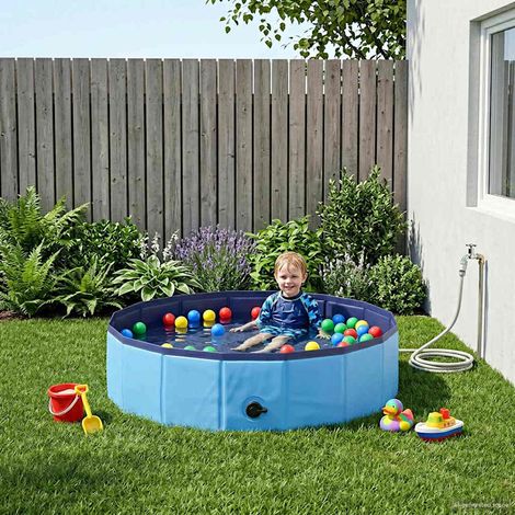 Faltbares Hundeschwimmbecken Blau 80 x 80 x 20 cm PVC